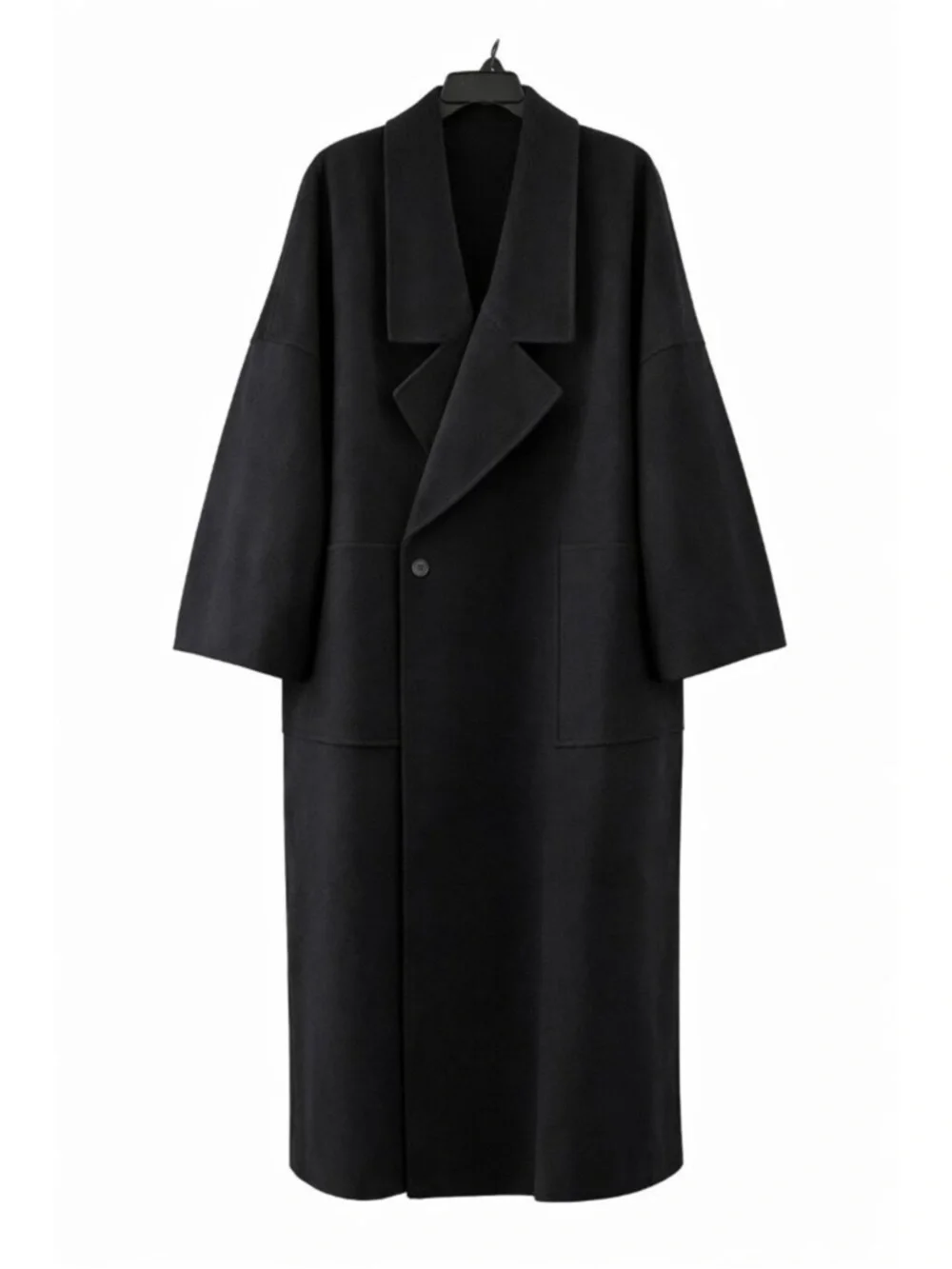 Lattelier Black 100% Wool Oversized Coat Minimalist Long Coat Size L